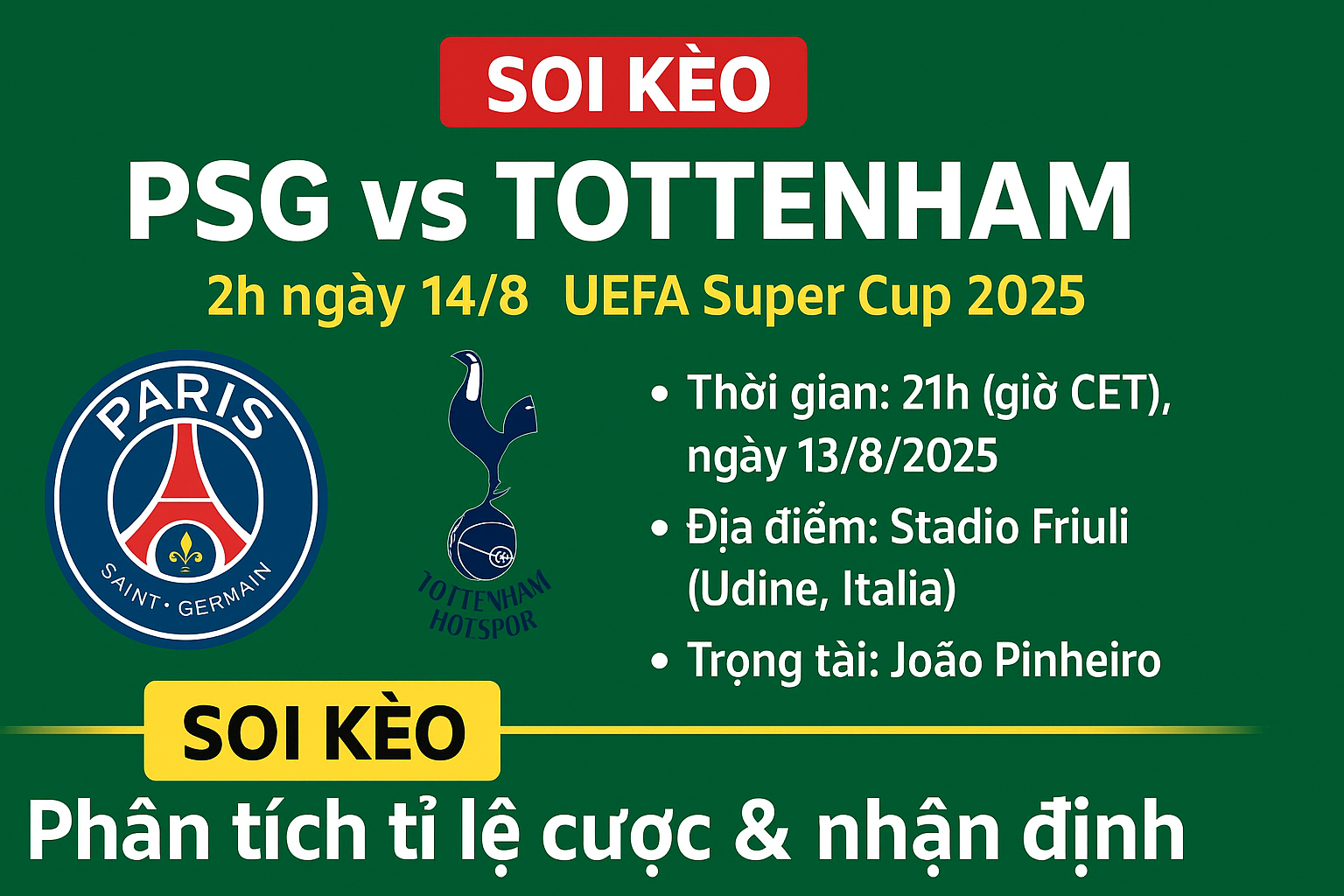 soi kèo PSG vs Tottenham